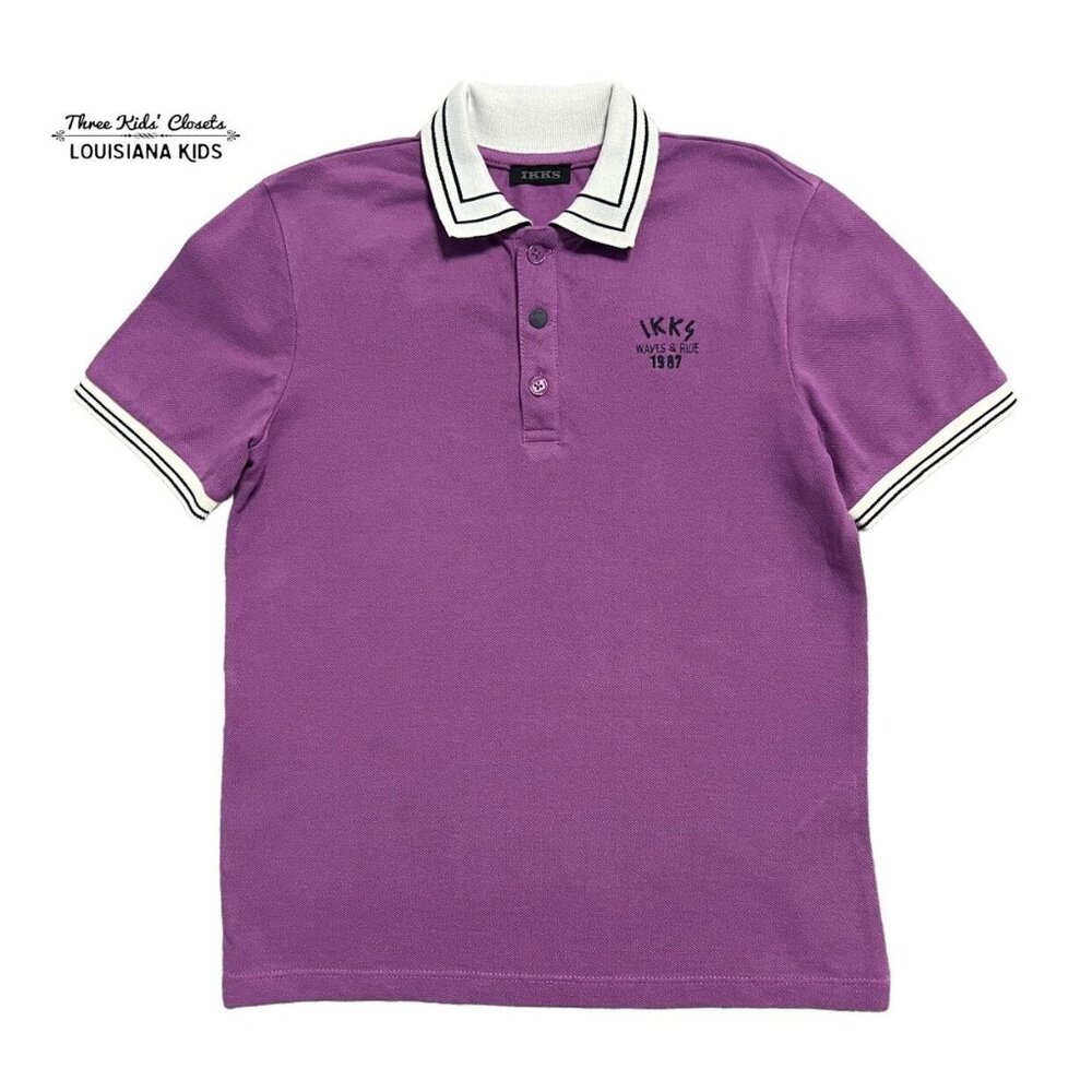 IKKS 6Y Purple Pique Knit Polo Shirt